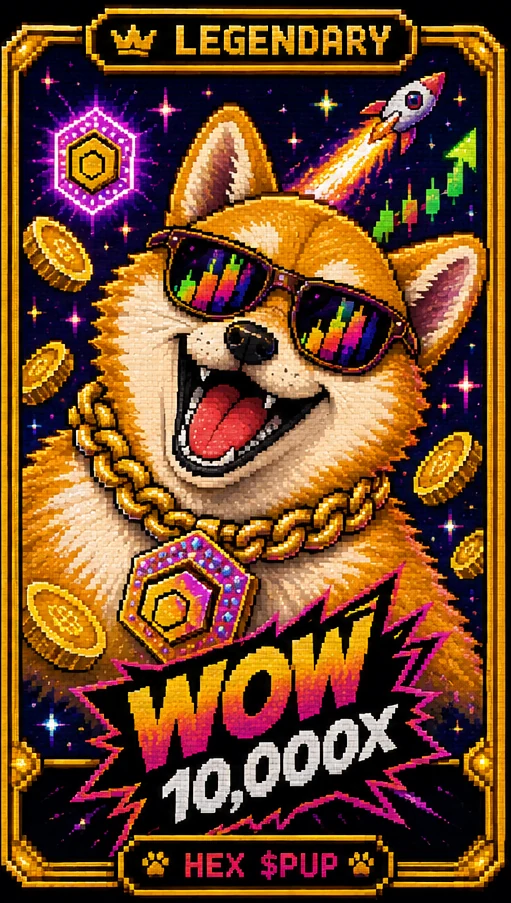 WOW 10,000X trading card, Legendary rarity — pixel-art Shiba Inu with sunglasses and a rocket launching behind it